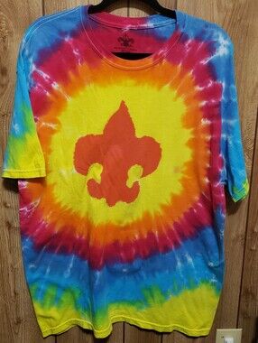 Vibrant Tie Dye Boy Scouts Tee Adult Medium 100% Cotton Boy Scouts Of America